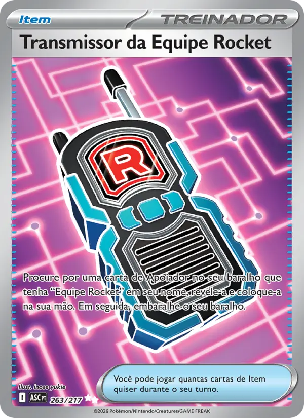 Carta Transmissor da Equipe Rocket, número 263/217 da coleção Heróis Excelsos