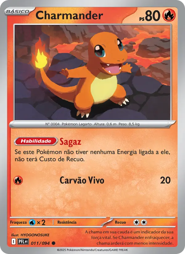 Carta Charmander, número 011/94 da coleção Fogo Fantasmagórico