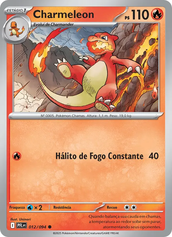 Carta Charmeleon, número 012/94 da coleção Fogo Fantasmagórico