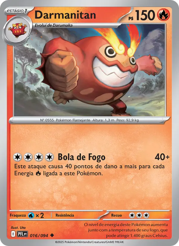 Carta Darmanitan, número 016/94 da coleção Fogo Fantasmagórico