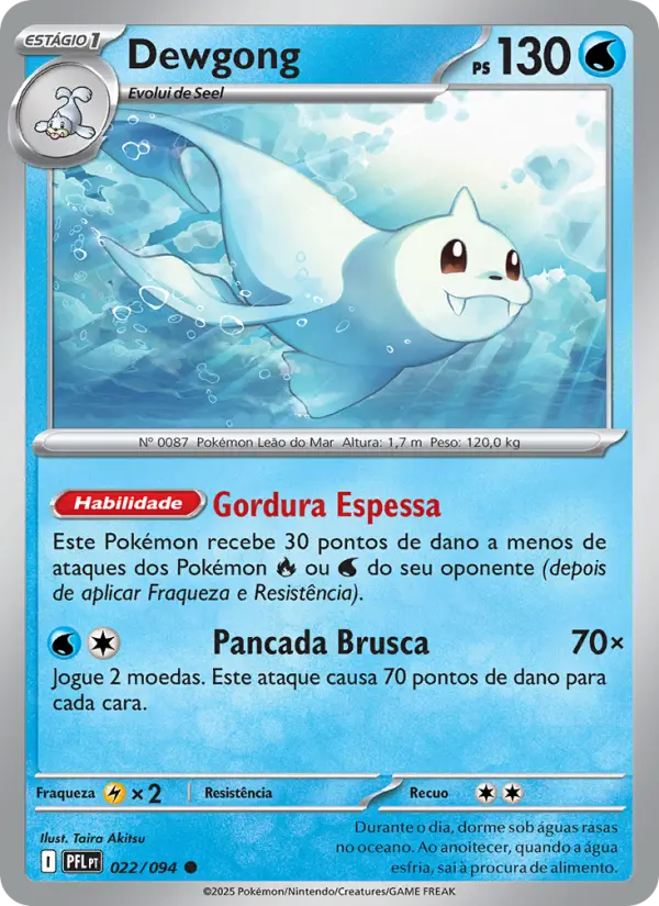 Carta Dewgong, número 022/94 da coleção Fogo Fantasmagórico