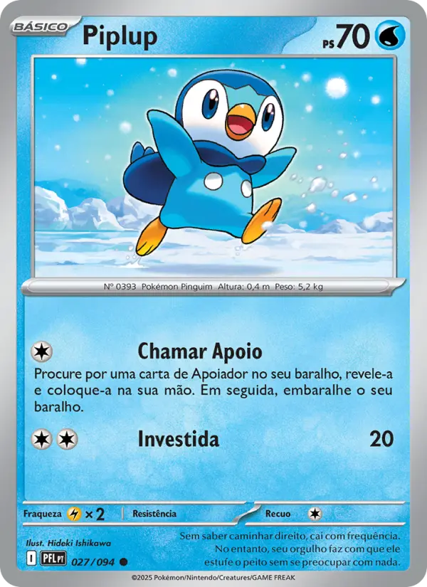 Carta Piplup, número 027/94 da coleção Fogo Fantasmagórico