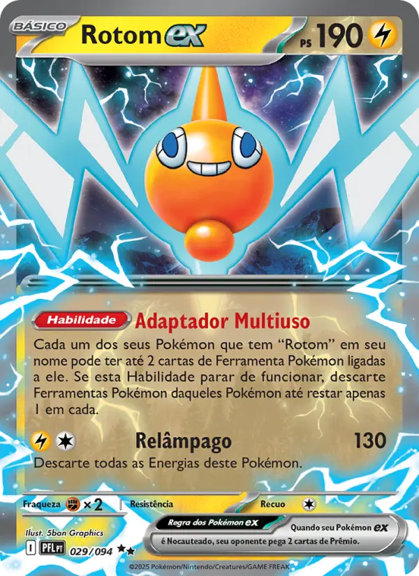 Carta Rotom ex, número 029/94 da coleção Fogo Fantasmagórico