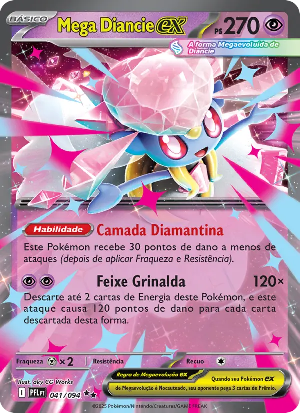 Carta Mega Diancie ex, número 041/94 da coleção Fogo Fantasmagórico
