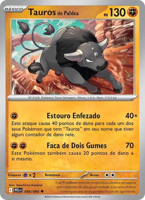 Carta Tauros de Paldea, número 048/94 da coleção Fogo Fantasmagórico