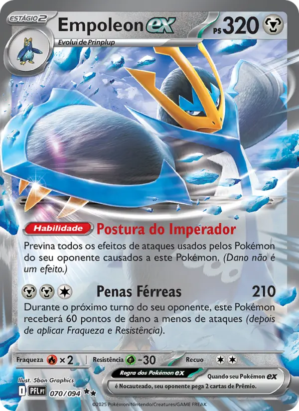Carta Empoleon ex, número 070/94 da coleção Fogo Fantasmagórico