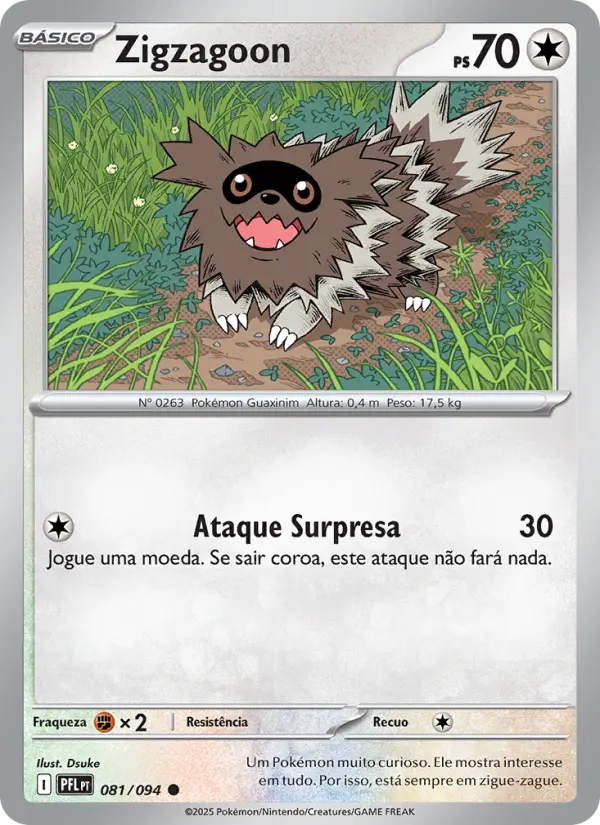 Carta Zigzagoon, número 081/94 da coleção Fogo Fantasmagórico