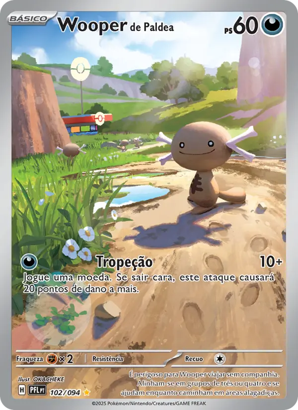 Carta Wooper de Paldea, número 102/94 da coleção Fogo Fantasmagórico