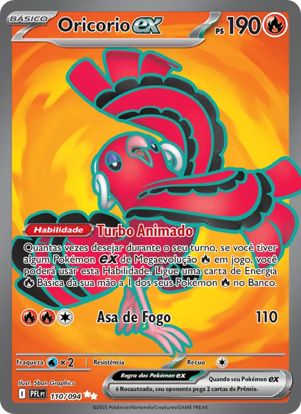 Carta Oricorio ex, número 110/94 da coleção Fogo Fantasmagórico