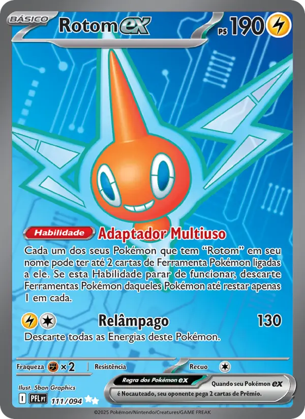 Carta Rotom ex, número 111/94 da coleção Fogo Fantasmagórico