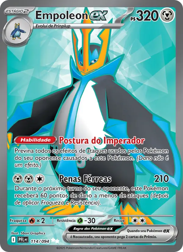 Carta Empoleon ex, número 114/94 da coleção Fogo Fantasmagórico