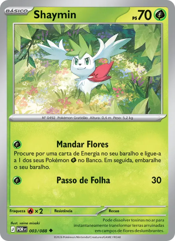 Carta Shaymin, número 003/88 da coleção Equilíbrio Perfeito