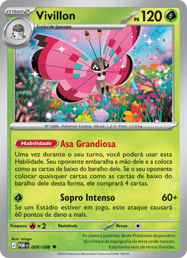 Carta Vivillon, número 009/88 da coleção Equilíbrio Perfeito