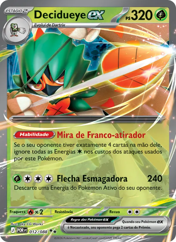 Carta Decidueye ex, número 012/88 da coleção Equilíbrio Perfeito