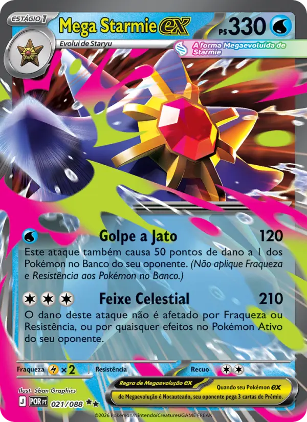 Carta Mega Starmie ex, número 021/88 da coleção Equilíbrio Perfeito