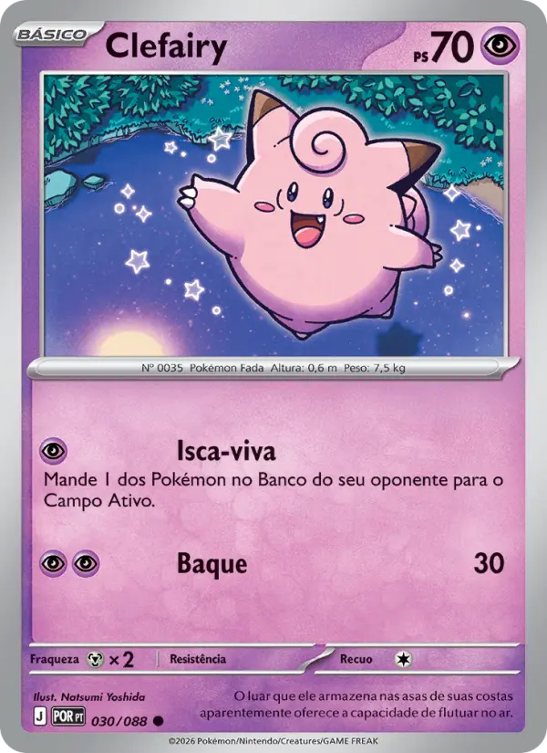 Carta Clefairy, número 030/88 da coleção Equilíbrio Perfeito