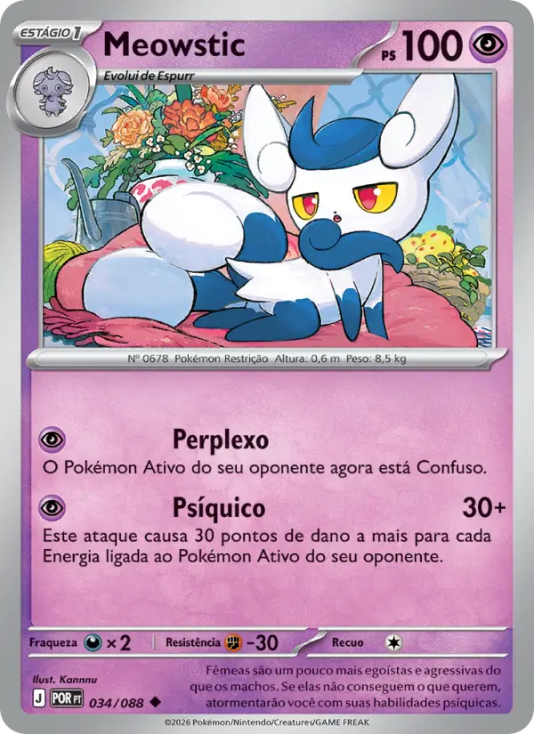 Carta Meowstic, número 034/88 da coleção Equilíbrio Perfeito