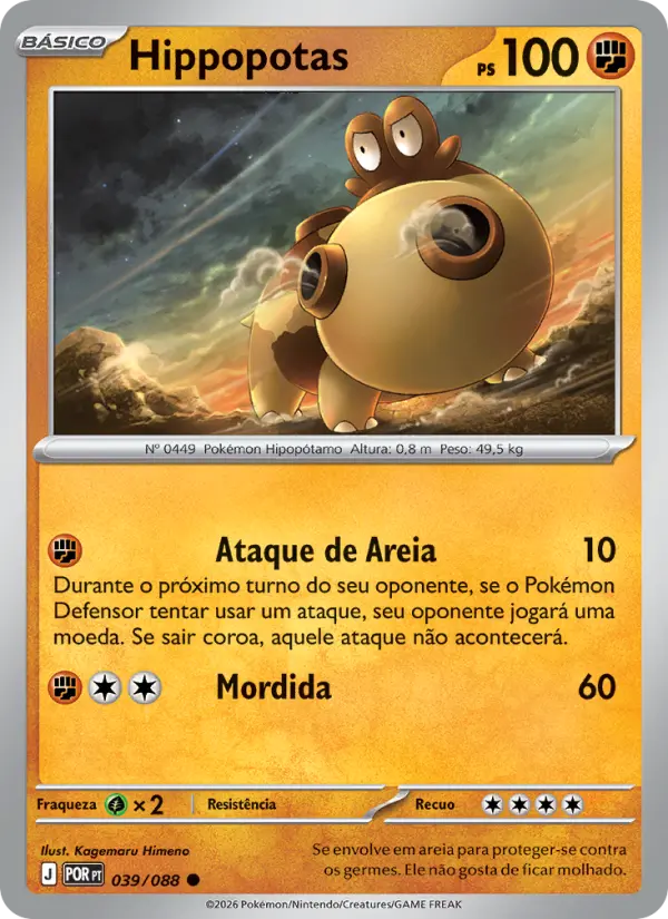 Carta Hippopotas, número 039/88 da coleção Equilíbrio Perfeito