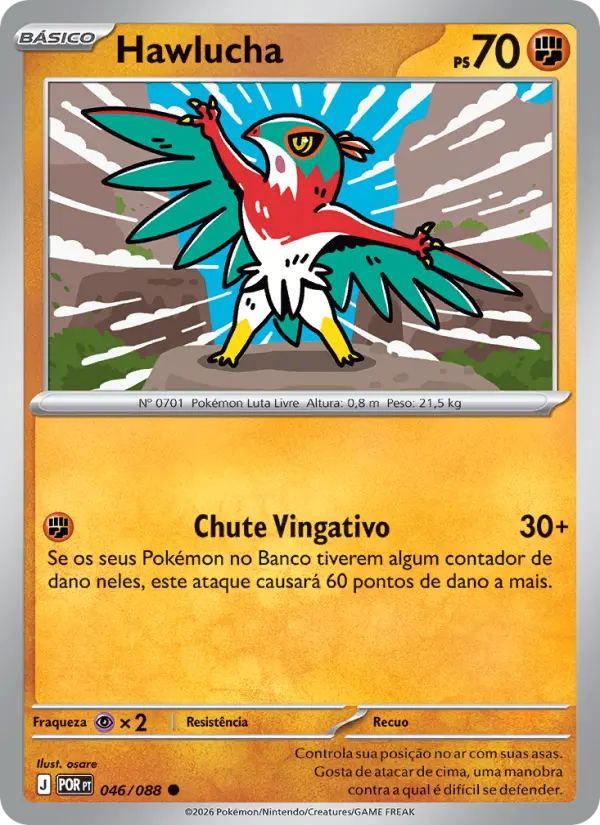 Carta Hawlucha, número 046/88 da coleção Equilíbrio Perfeito