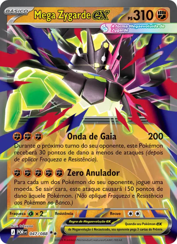 Carta Mega Zygarde ex, número 047/88 da coleção Equilíbrio Perfeito