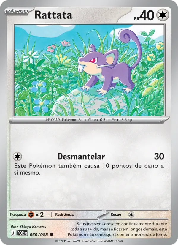 Carta Rattata, número 060/88 da coleção Equilíbrio Perfeito