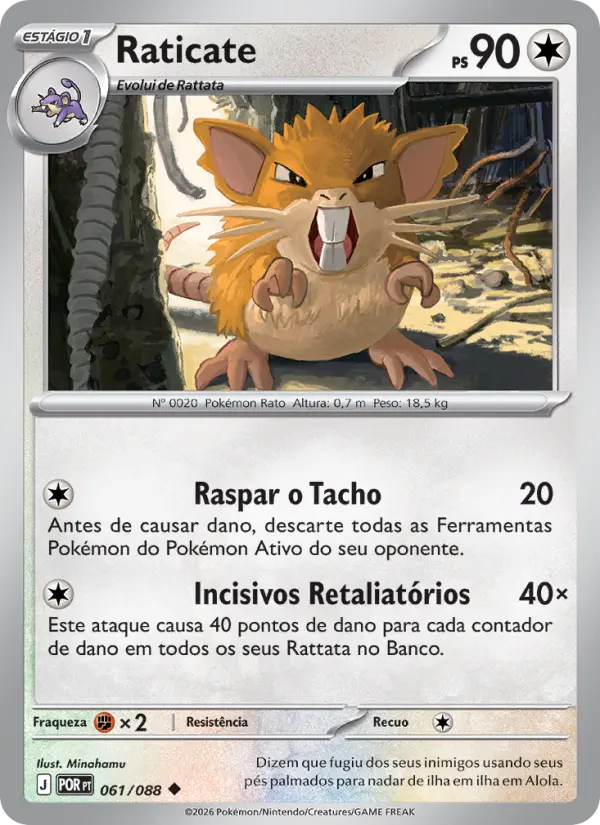 Carta Raticate, número 061/88 da coleção Equilíbrio Perfeito
