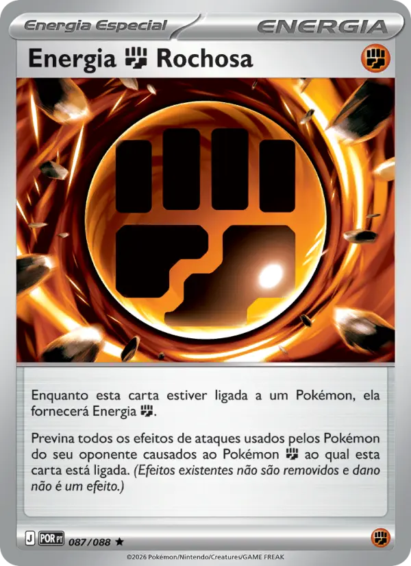 Carta Energia Fighting Rochosa, número 087/88 da coleção Equilíbrio Perfeito