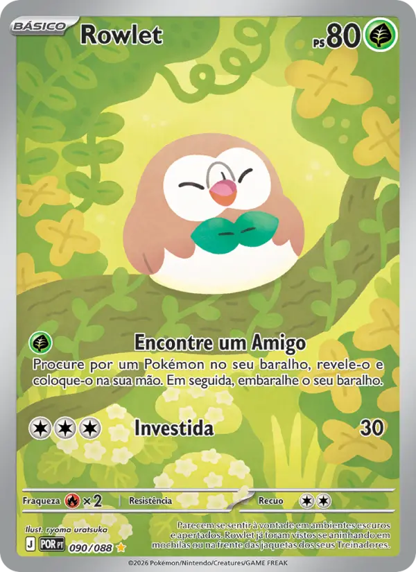 Carta Rowlet, número 090/88 da coleção Equilíbrio Perfeito