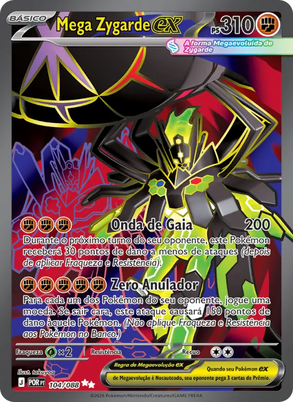 Carta Mega Zygarde ex, número 104/88 da coleção Equilíbrio Perfeito