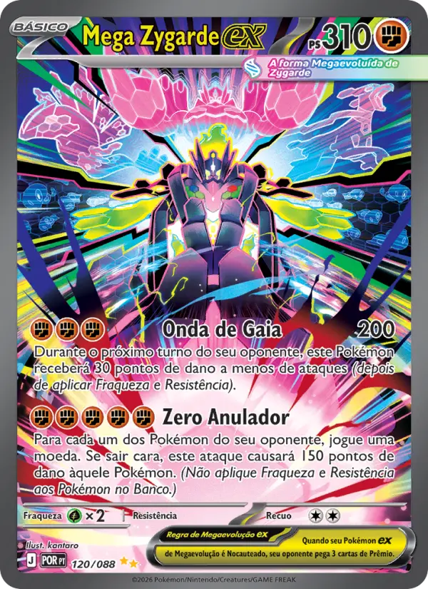 Carta Mega Zygarde ex, número 120/88 da coleção Equilíbrio Perfeito
