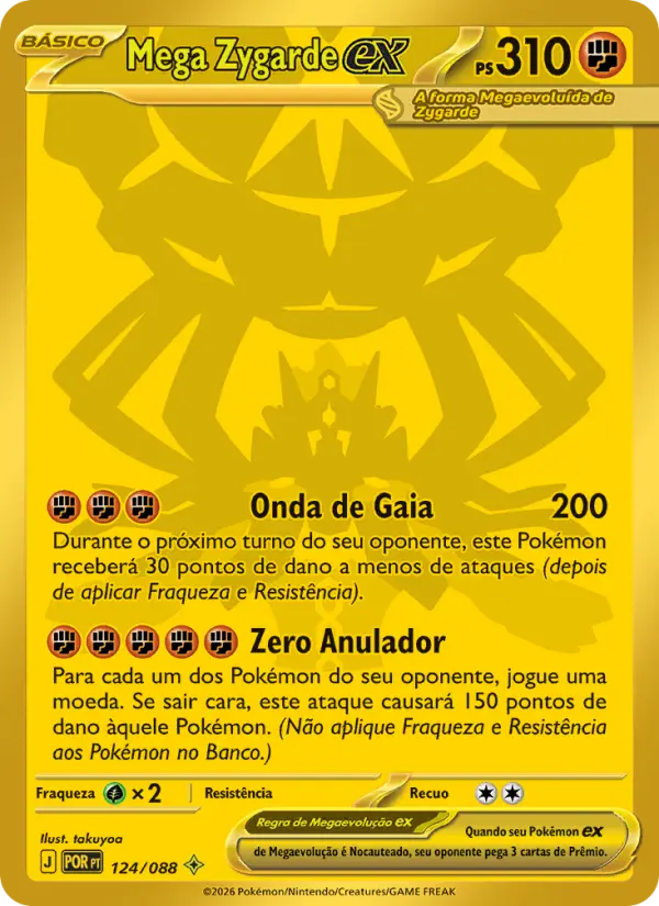 Carta Mega Zygarde ex, número 124/88 da coleção Equilíbrio Perfeito