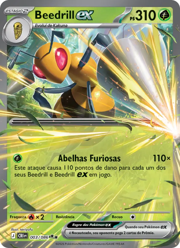 Carta Beedrill ex, número 003/86 da coleção Caos Ascendente