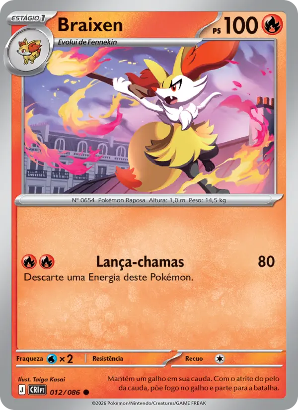Carta Braixen, número 012/86 da coleção Caos Ascendente