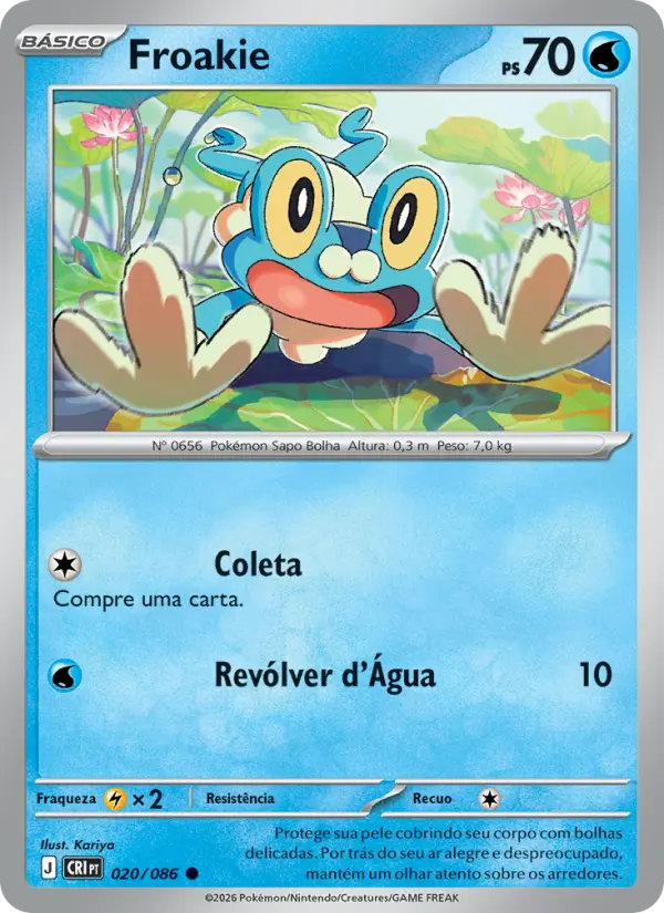 Carta Froakie, número 020/86 da coleção Caos Ascendente