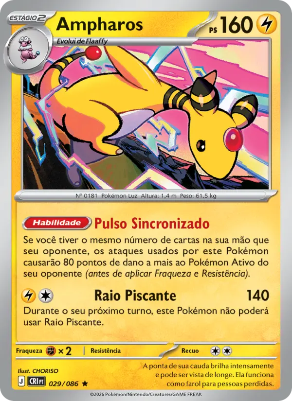 Carta Ampharos, número 029/86 da coleção Caos Ascendente
