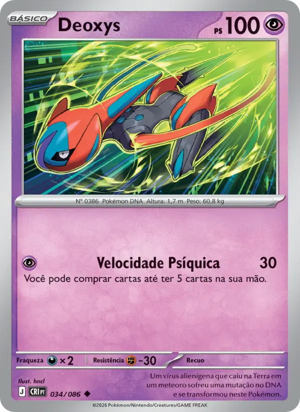 Carta Deoxys, número 034/86 da coleção Caos Ascendente