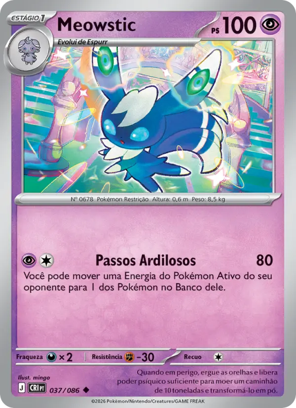 Carta Meowstic, número 037/86 da coleção Caos Ascendente