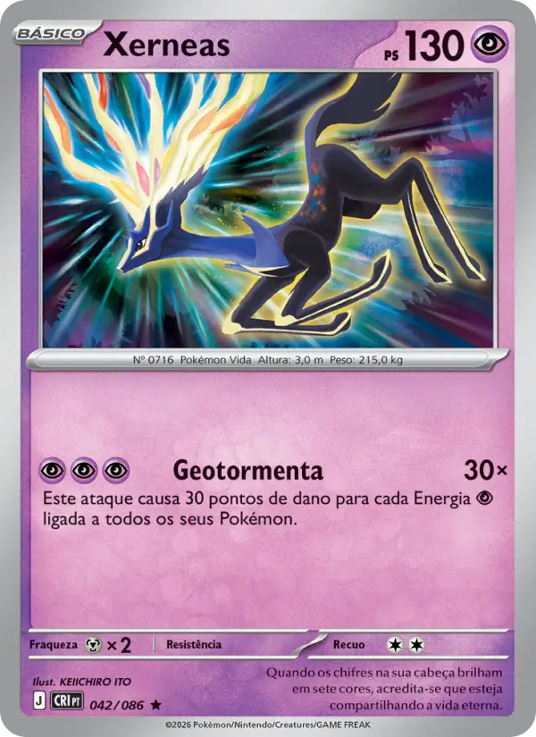 Carta Xerneas, número 042/86 da coleção Caos Ascendente