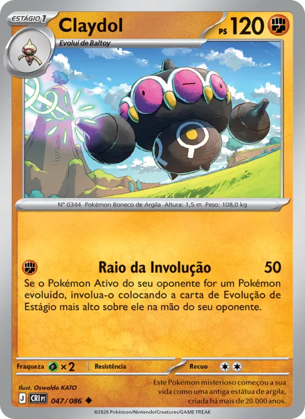 Carta Claydol, número 047/86 da coleção Caos Ascendente