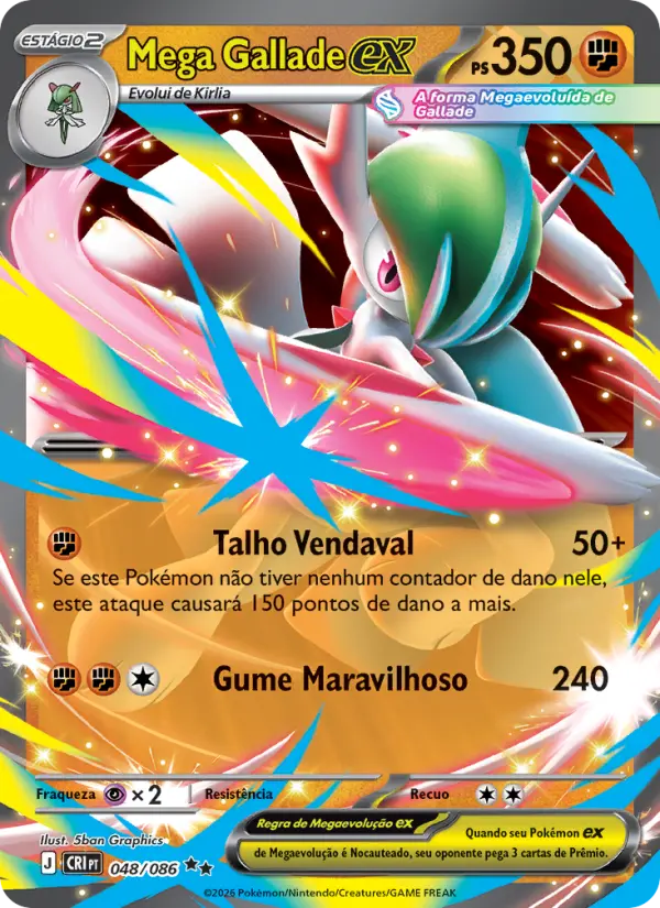 Carta Mega Gallade ex, número 048/86 da coleção Caos Ascendente