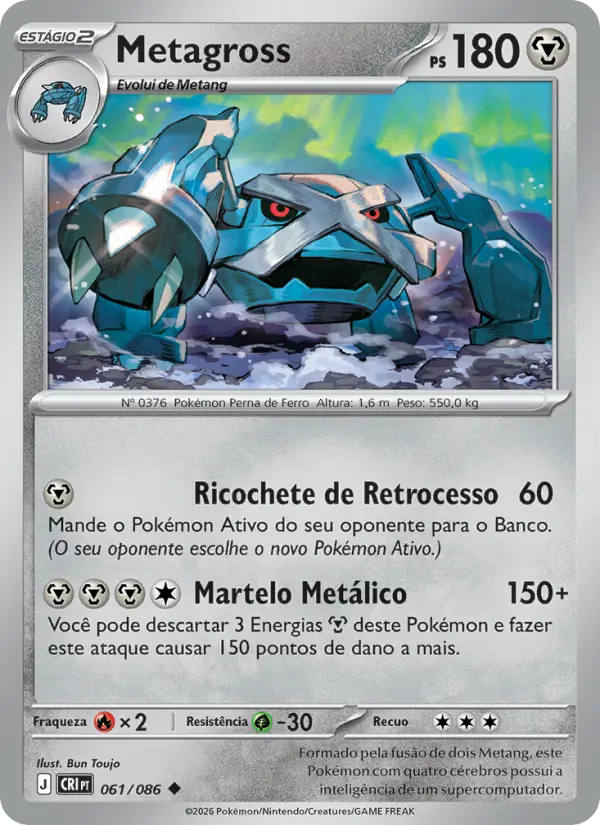 Carta Metagross, número 061/86 da coleção Caos Ascendente