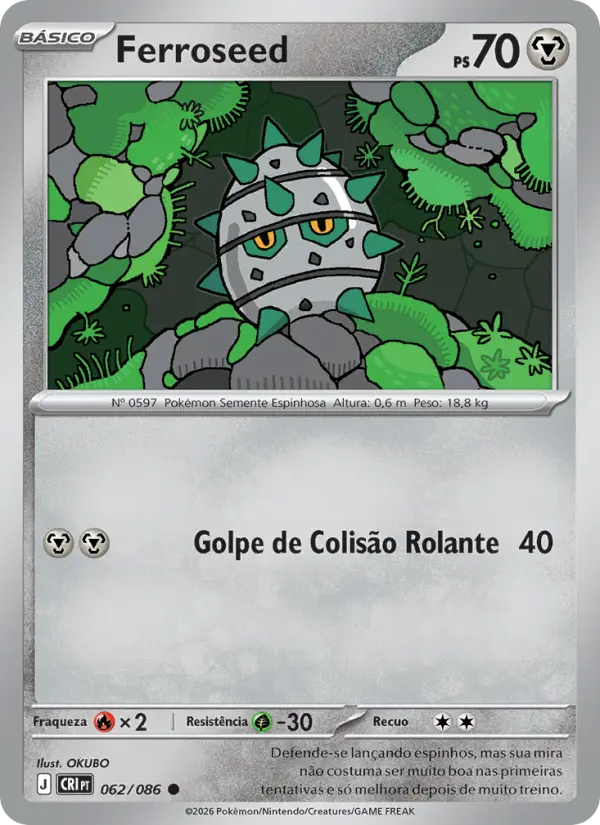 Carta Ferroseed, número 062/86 da coleção Caos Ascendente