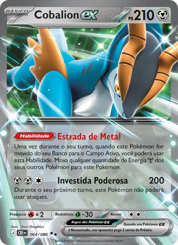 Carta Cobalion ex, número 064/86 da coleção Caos Ascendente