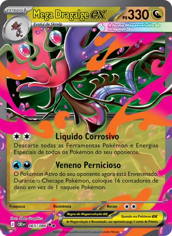 Carta Mega Dragalge ex, número 065/86 da coleção Caos Ascendente