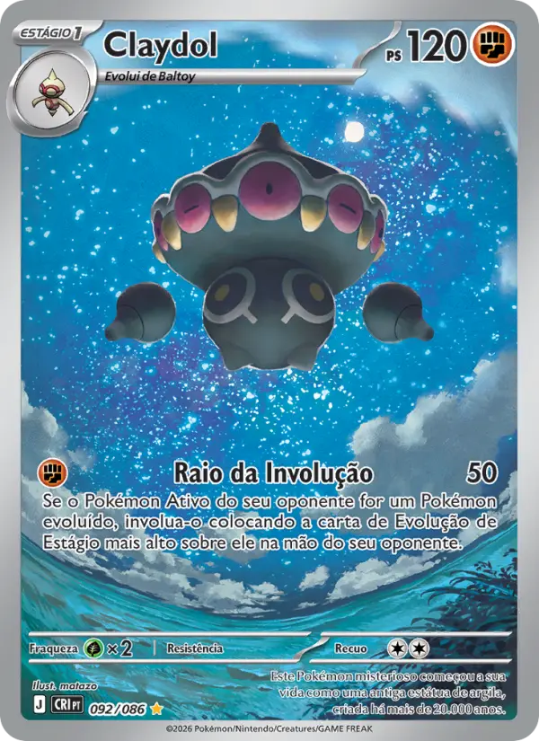 Carta Claydol, número 092/86 da coleção Caos Ascendente
