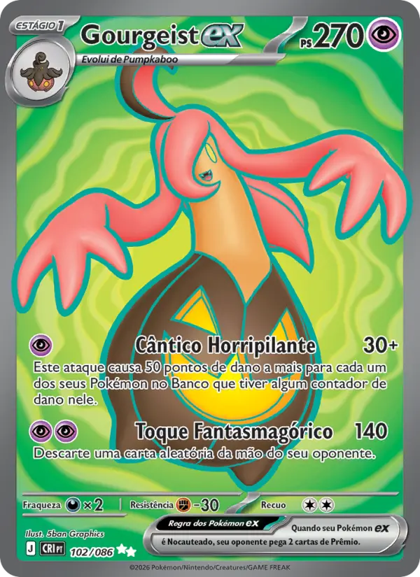 Carta Gourgeist ex, número 102/86 da coleção Caos Ascendente