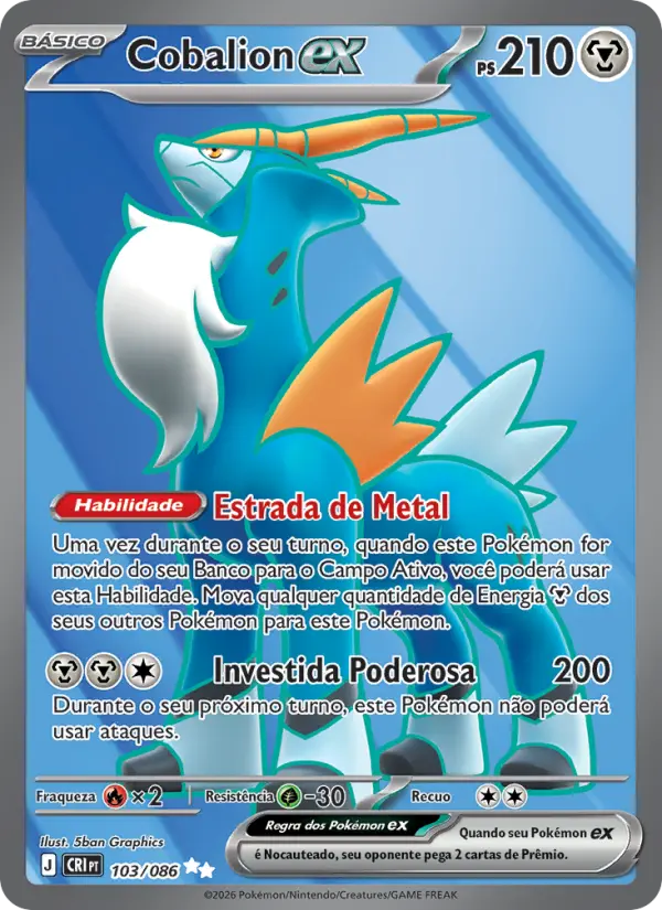 Carta Cobalion ex, número 103/86 da coleção Caos Ascendente