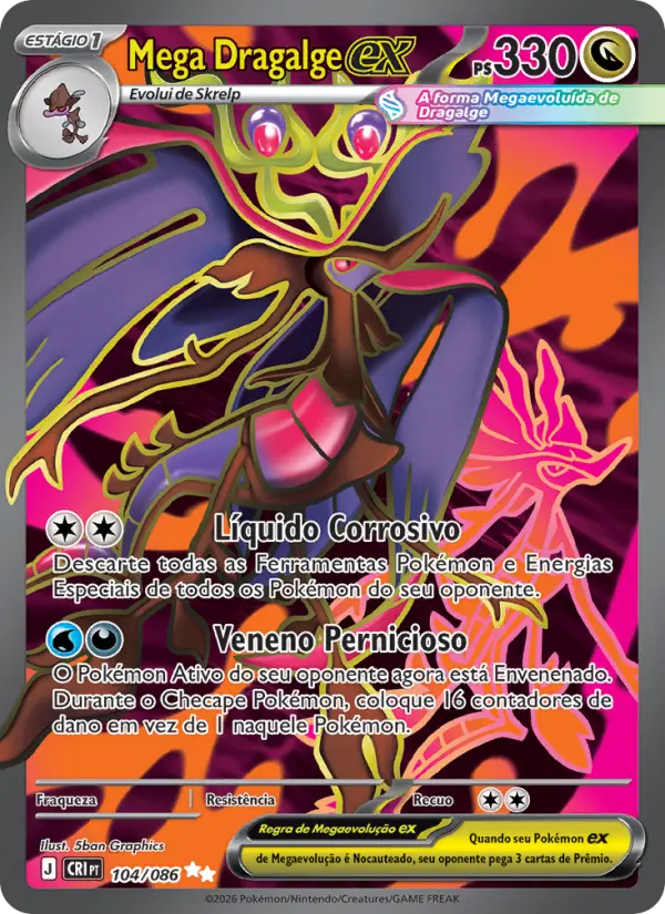 Carta Mega Dragalge ex, número 104/86 da coleção Caos Ascendente