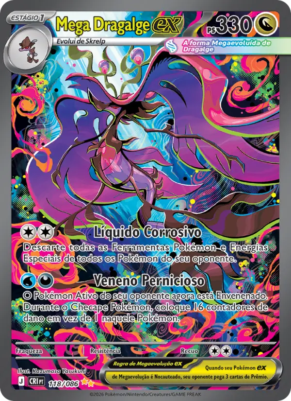 Carta Mega Dragalge ex, número 118/86 da coleção Caos Ascendente
