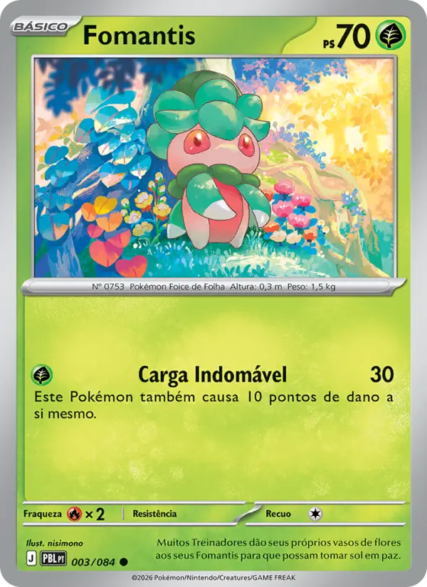Carta Fomantis, número 003/84 da coleção Escuridão Absoluta